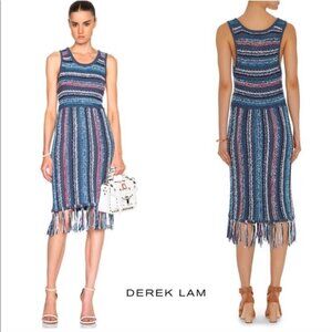 DEREK LAM 10 CROSBY Women's Tassled Hem Knit Dress Size SMALL